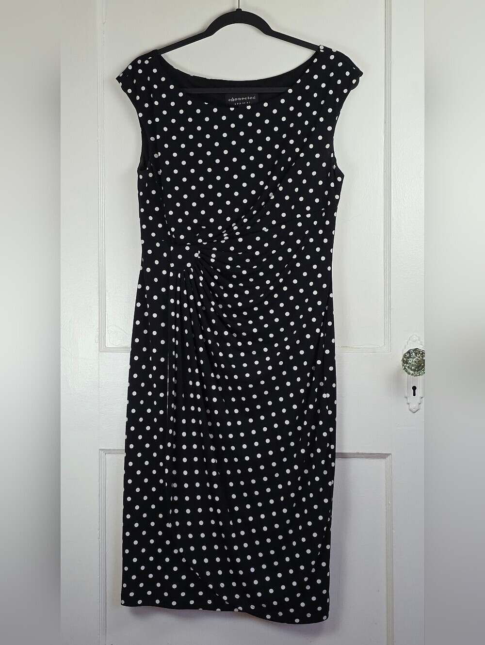 Connected Apparel Polka Dot Black Knit Dress 12